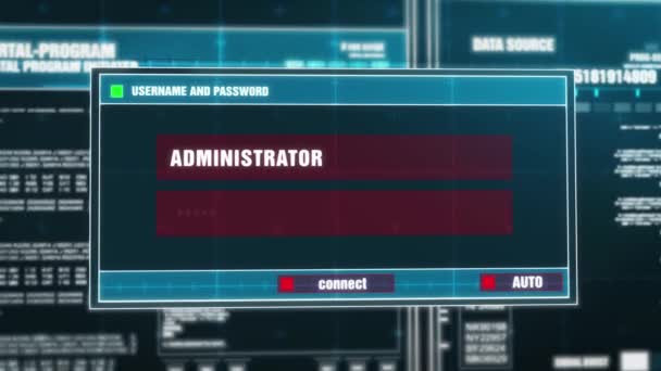 12. Passwort geknackt Warnmeldung auf digitalem Sicherheitswarner auf dem Bildschirm. — Stockvideo
