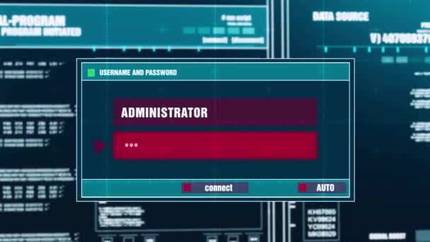46. грубої сили попередження повідомлення на цифровий безпеки оповіщення на екрані. — стокове відео