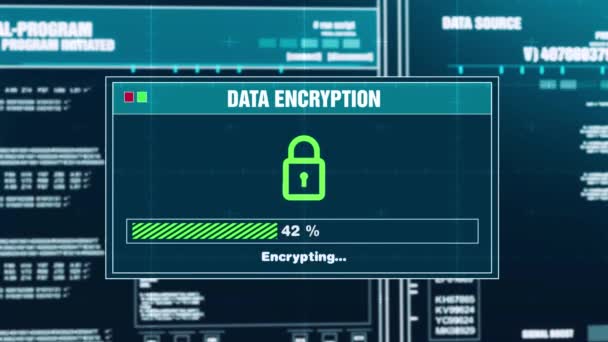 84. Avviso sullo stato di avanzamento della crittografia dei dati Avviso protetto dai dati sullo schermo — Video Stock