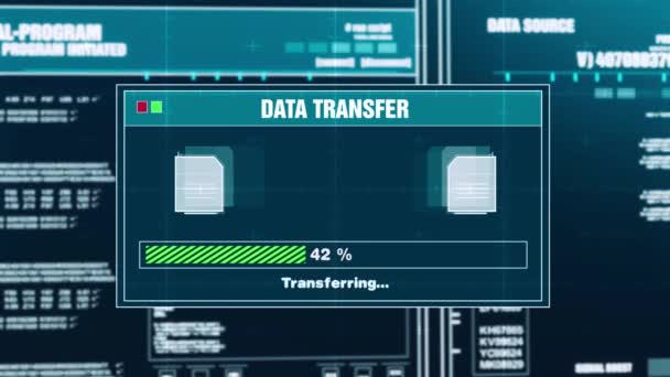 86. Alerta completa de transferencia de mensaje de advertencia de progreso de transferencia de datos en pantalla — Vídeo de stock