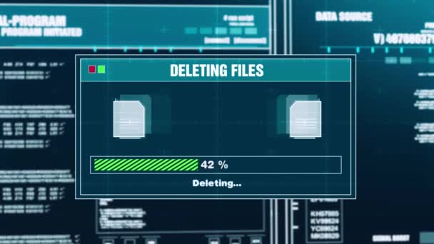Deleting Files Progress Warning Message Files Deleted Alert Computer Screen — Stock Video