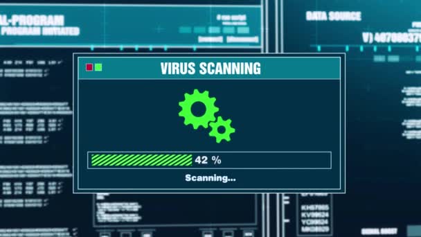 93. Virus Scanning Progress Warning Message You Are Protected Alert On Screen — Stock Video