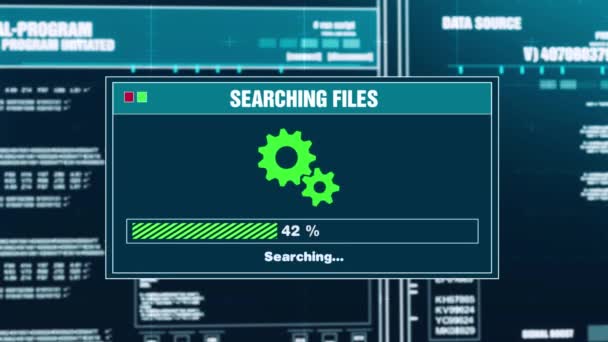 94. Searching Files Progress Warning Message File Not Found Alert On Screen — Stock Video