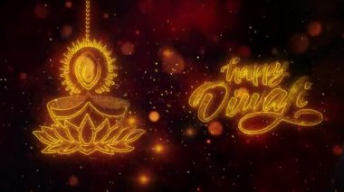 Mutlu metin Festivali ile Diwali Dipawali metin Glitter altın parlayan particles.10 ile