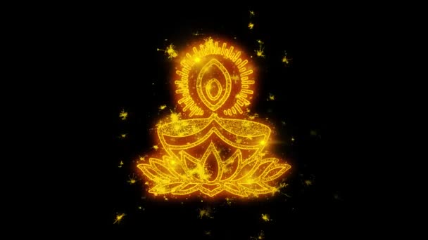 Mutlu Diwali Dipawali Hintçe Festivali Metin Glitter altın parlayan particles.14 ile — Stok video