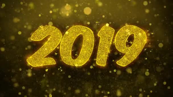 2019 Happy New Year Wishes Greetings card, Invitation, Celebration Firework Looped. — Stock Video