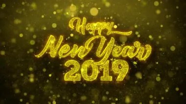 Yeni yıl 2019 dilek tebrik kartı, davet, havai fişek kutlama ilmekledi.