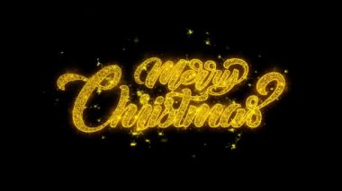 Mutlu Noeller tipografi altın parçacıkları ile yazılı kıvılcım havai fişek gösterisi .