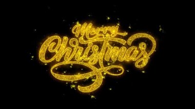 Mutlu Noeller Xmas tipografi altın parçacıkları ile yazılı kıvılcım havai fişek gösterisi .