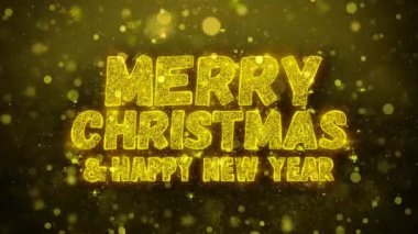 Merry Christmas ve yeni yıl dilek tebrik kartı, davet, havai fişek kutlama ilmekledi.