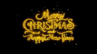 Merry Christmas ve yeni yıl tipografi yazılı altın parçacıkları Sparks havai fişek ekran 2