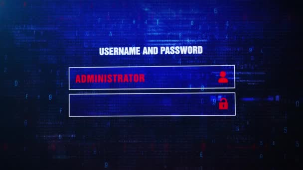 Heslo krádeže výstražné upozornění chyba bouchnout-autobus oznámení okno na obrazovce. — Stock video