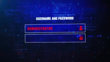 Yasak bölge uyarı uyarı iletisi Windows hataları açılır pencere bildirimi iletişim kutusu yanıp sönen virüs. Oturum açma ve parola sonra dijital Glitch bilgisayar monitör ekranında 4k.