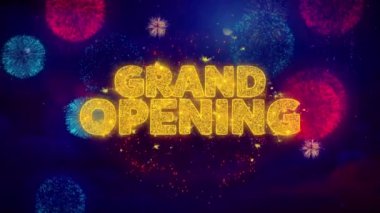 Metin tebrik açılış büyük parçacıkları üzerinde renkli Fireworks 3 ışıltı