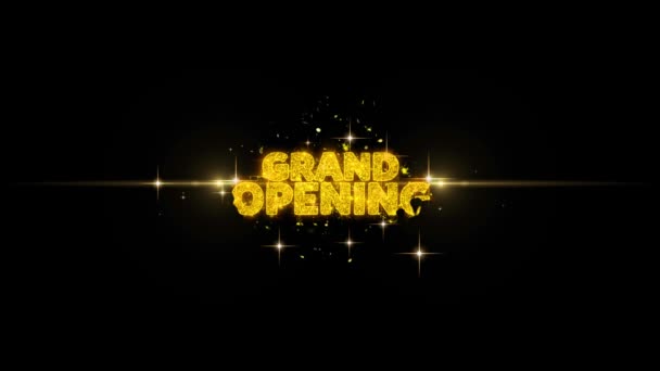 Grand Opening Golden Text Blinking Particles with Golden Fireworks Display 2 — Stock Video