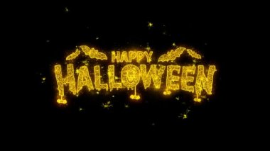 Cadılar Bayramın kutlu olsun tipografi altın parçacıkları Sparks Fireworks ile yazılı