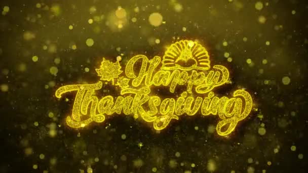 Feliz Acción de Gracias Deseos Tarjeta de felicitaciones, Invitación, fuegos artificiales de celebración — Vídeos de Stock