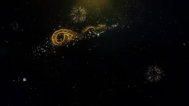Feliz Día de Acción de Gracias Partículas de oro escritas Explosión de fuegos artificiales Pantalla — Vídeo de stock