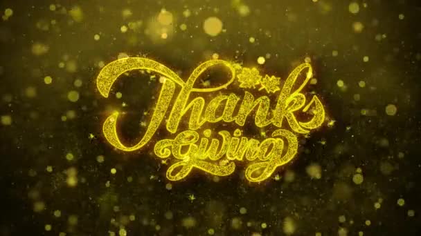 Acción de Gracias Deseos Tarjeta de felicitaciones, Invitación, fuegos artificiales de celebración — Vídeo de stock