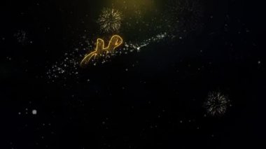 Teşekkürler yazılı altın parçacıkları havai fişek patlayan