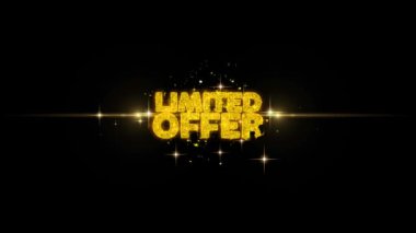 Yanıp sönen sınırlı altın metin parçacıkları ile altın havai fişek gösterisi