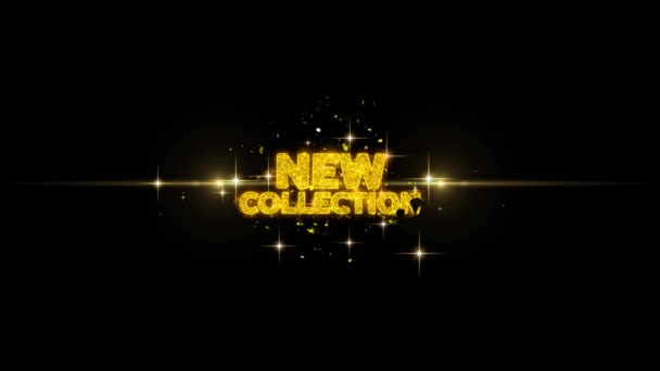 Нова Колекція Золотий Привітання Текст Вигляд Блимає Частинки Золотий Феєрверком — стокове відео