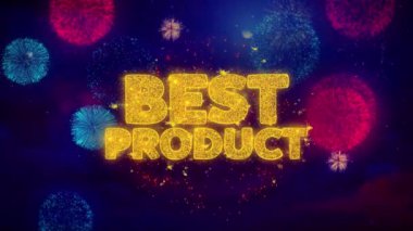 En iyi ürün metin ışıltı parçacıkları üzerinde renkli havai fişek tebrik