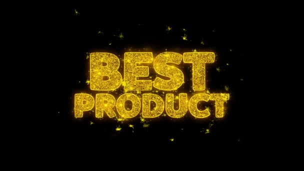 Beste Product typografie geschreven met gouden deeltjes Sparks vuurwerk — Stockvideo