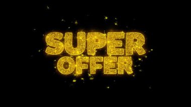 Süper teklif tipografi altın parçacıkları Sparks Fireworks ile yazılı