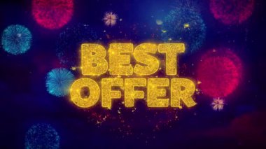 En iyi teklif metin ışıltı parçacıkları üzerinde renkli havai fişek tebrik