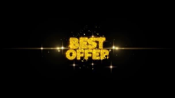 Best Offer Golden Text Blinking Particles with Golden Fireworks Display — Stock Video