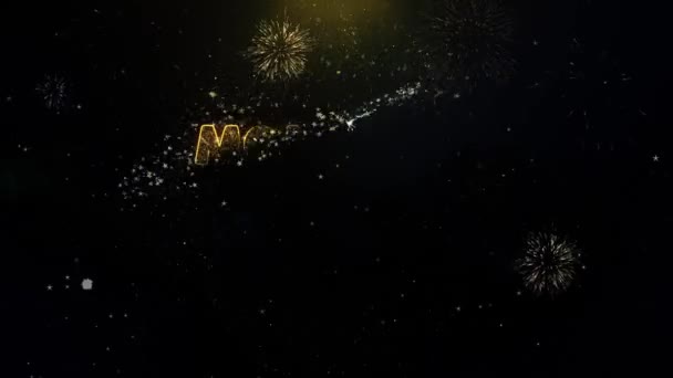 Monção venda Escrito ouro partículas explodindo fogos de artifício de exibição — Vídeo de Stock
