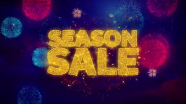 Metin ışıltı parçacıkları üzerinde renkli havai fişek tebrik sezon Satılık