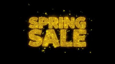Bahar satış tipografi altın parçacıkları Sparks Fireworks ile yazılı