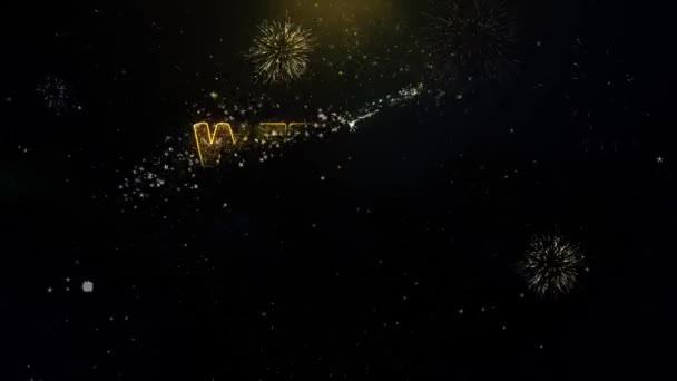 Venda de fim de semana Escrito ouro partículas explodindo fogos de artifício de exibição — Vídeo de Stock