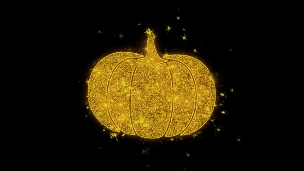 Happy Thanksgiving Element Typografie mit goldenen Teilchen Funken Feuerwerk geschrieben — Stockvideo