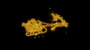 Noel süs Noel Baba kızağa deer Golden parçacıklar Sparks Fireworks ile