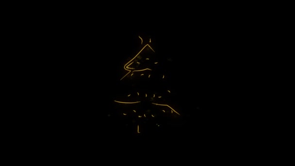 Christmas Tree Golden Particles Sparks Fireworks — Stock Video