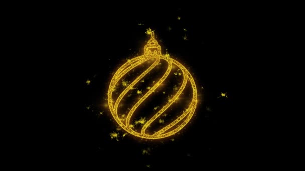 Natal ornamento Sleigh Bell Golden Particles faíscas fogos de artifício — Vídeo de Stock