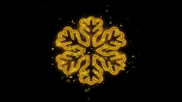Різдво орнаменту Сніжинка Золотий частинок іскор феєрверк — стокове відео