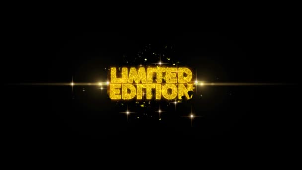 Edizione limitata Golden Text Blinking Particles con Golden Fireworks Display — Video Stock