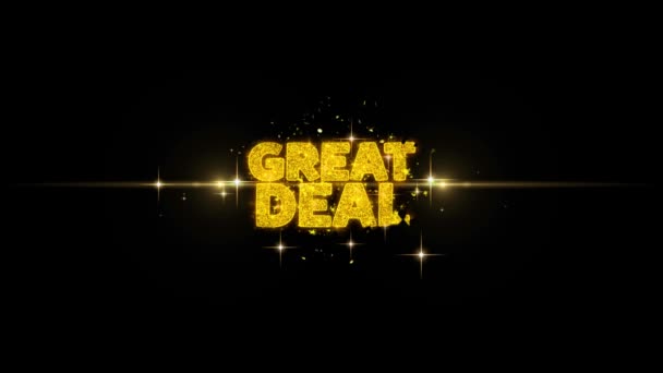 Great Deal Golden Text Particules clignotantes avec affichage de feux d'artifice dorés — Video