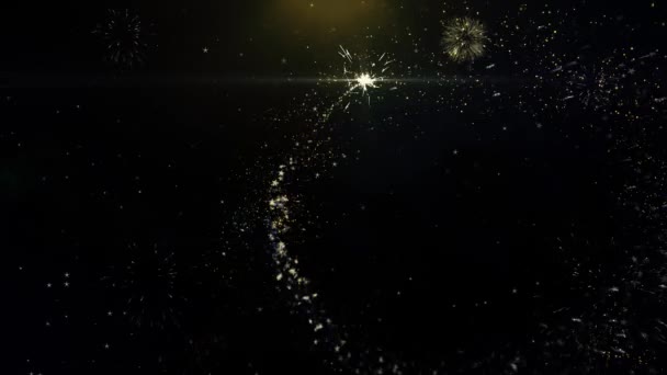 花火の爆発の金粒子を書かれたブラックフラ イデー セール — ストック動画