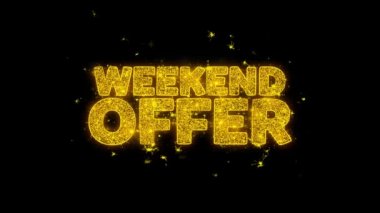 Hafta sonu teklif tipografi altın parçacıkları Sparks Fireworks ile yazılı