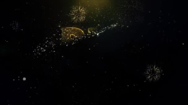 Grande venda escrita ouro partículas explodindo fogos de artifício de exibição — Vídeo de Stock