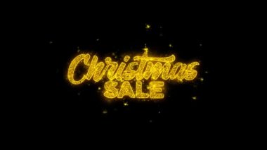 Noel satış tipografi altın parçacıkları Sparks Fireworks ile yazılı
