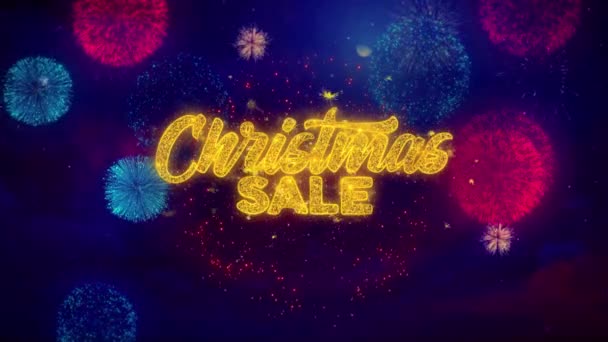 Karácsonyi eladó üdvözlő szöveg szikrázó részecskéket a színes tűzijáték