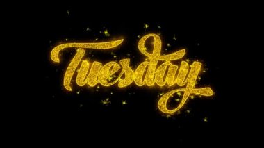 Salı tipografi altın parçacıkları Sparks Fireworks ile yazılı