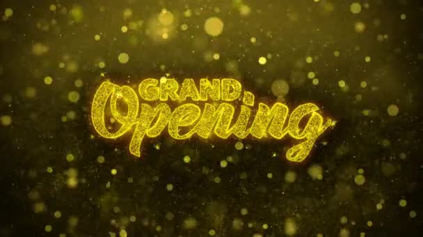 Grand Opening Groeten Kaart Abstracte Knipperen Golden Sparkles Glitter Vuurwerk — Stockvideo