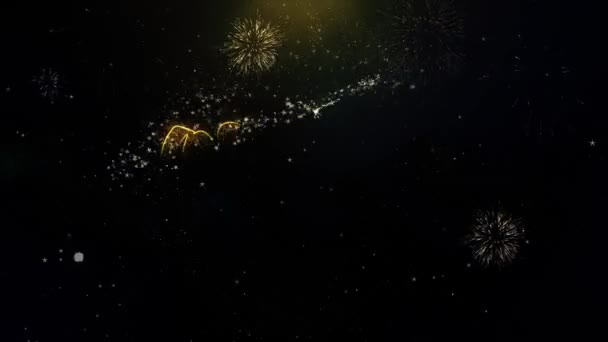 Grand Opening van schriftelijke gouddeeltjes exploderende vuurwerk 1 — Stockvideo